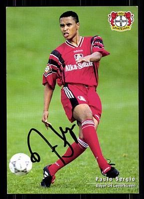 Paulo Sergio Bayer Leverkusen 1996-97 Autogrammkarte + A 67869