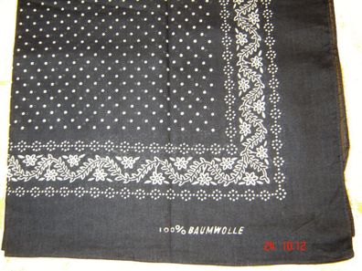 Nikituch Baumwolle Paisley schwarz mit Muster weiß 56x56cm großes Halstuch p