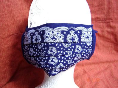 Mund-Nasen-Maske Alltagsmaske Mundbedeckung aus Baumwolle Paisleymuster marine
