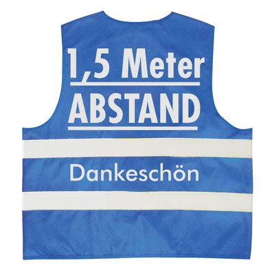Warnweste mit Print - 1,5 Meter Abstand Dankeschön - 15951 Gr. blau / 2XL