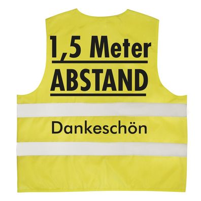 Warnweste mit Print - 1,5 Meter Abstand Dankeschön - 15951 Gr. gelb / XL
