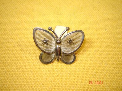 Vintage Brosche Schmetterling versilbert durchbrochen 3cm