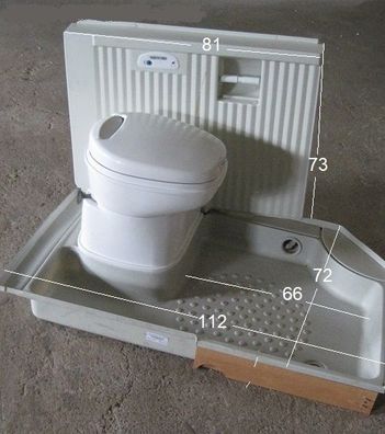 Bad-Set 3tlg. Toilette Thetford C200S, Duschwanne, Wandverkl. gebraucht