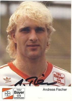 Andreas Fischer Bayer Leverkusen 1989-90 Autogrammkarte + A 67977