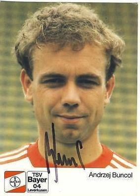 Andrzej Buncol Bayer Leverkusen 1988-89 Autogrammkarte + A 67993