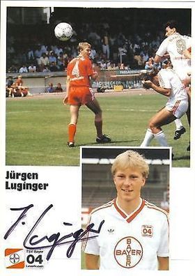 Jürgen Luginger Bayer Leverkusen 1986-87 Autogrammkarte + A 68040