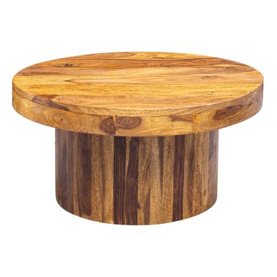 Wohnling Couchtisch Massivholz 60 cm Wohnzimmertisch Sofatisch Rund Tisch Braun