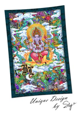 Black Leaf' 'Ganesha' Tuch/ Wandbehang 150x200cm