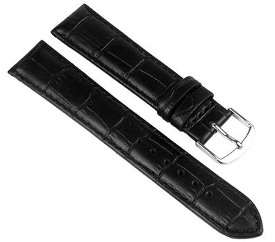 XL Uhrenarmband Leder Guinea schwarz 20mm Verlauf Kroko Optik