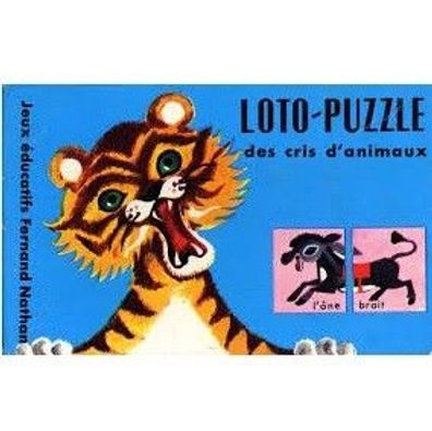 Sehr Seltene 1970er Domino puzzle «les cris d´animaux »Nummer 547500 mit 56 Karten