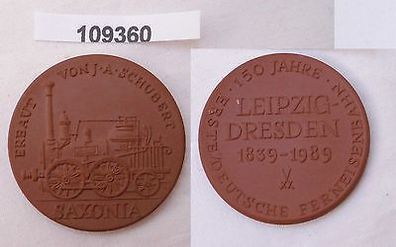 Porzellan Medaille Meißen Saxonia Lokomotive 1989