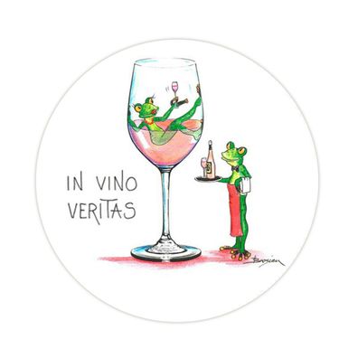 Magnet Frosch Wein In Vino Veritas Kühlschrankmagnet mit Spruch Ø 5,5cm Frösche