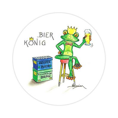 Magnet Frosch Bier König Kühlschrankmagnet mit Spruch Ø 5,5 cm Frösche