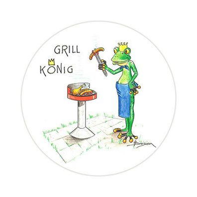 Magnet Frosch Grill König Kühlschrankmagnet mit Spruch Ø 5,5 cm Frösche