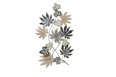 Wanddekoration Blätter beige silber Wanddeko Metallbild Wandbild Wandbehänge