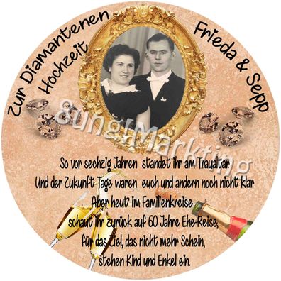 0610 Hochzeit Tortendeko Fototorte individuell Wunschtext und Foto