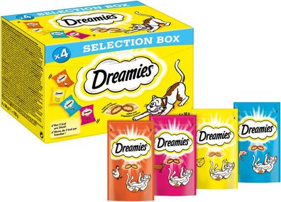 Dreamies Katzensnacks Katze Snack Selection Box (Huhn, Käse, Lachs, Rind), 120g