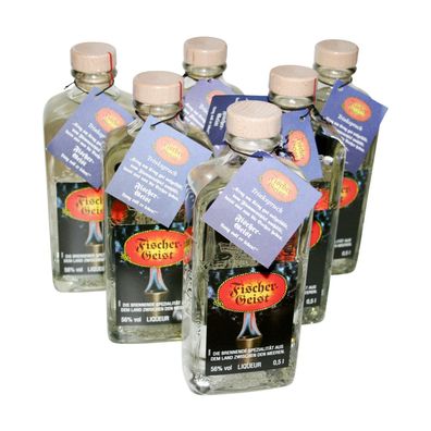 6 Flaschen Fischergeist Kräuter-Likör Liqueur Spezialität 56% Vol. 0,5 Liter