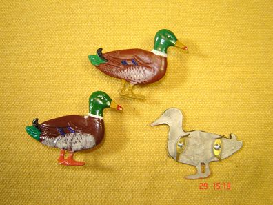 2 Stück Splint große Ente handbemalt rotbraun Gürtelsplint 5 cm Trachten Hutschmuck