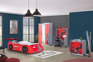Autobett Kinderzimmer Formula 2 4-teilig in Rot