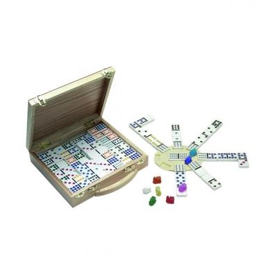 12er Domino Mexican Train, Holzkoffer