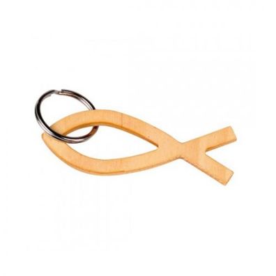 Schlüsselanhänger - Fisch - Holz - mit Schlüsselring - 7,5 cm