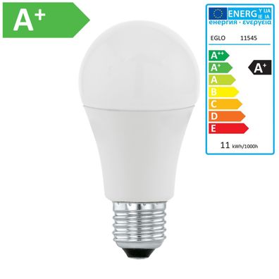 Eglo LED Leuchtmittel A+ Glühbirne E27-LED-A60 für Sockel E27 warmweiß