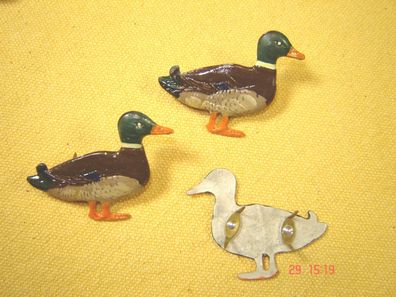 2x Splint große Ente handbemalt hell u dunkelbraun Gürtelsplint 5 cm Hutschmuck
