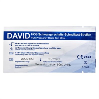 50 x David Schwangerschaftstest Streifen 10 miu/ ml HCG pregnancy test