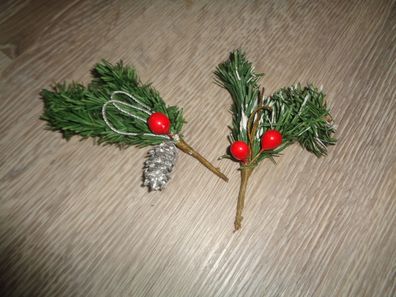 2 Tannenzweige - Christbaumschmuck , Weihnachtsdeko -Pappe -DDR