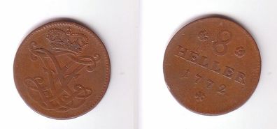 8 Heller Kupfer Münze Hessen Kassel 1772 (104957)