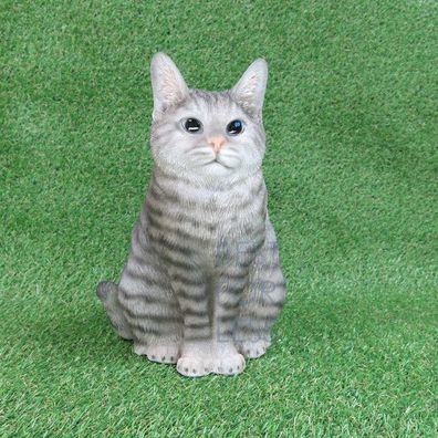 Katze Kätzchen grau Figur Statue Skulptur Deko Gartenfigur Fan Artikel Garten