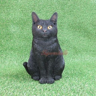 Katze Kätzchen schwarz Figur Statue Skulptur Deko Gartenfigur Fan Artikel Garten