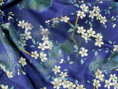 Scuba, Crepe 145 cm breit , Jersey , Kirschblüte, blau