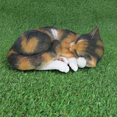 Katze Kätzchen schlafend Figur Statue Skulptur Deko Gartenfigur Fan Artikel Garten