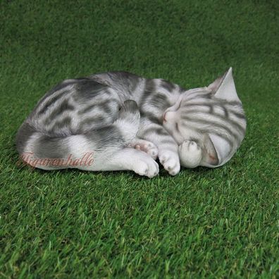 Katze Kätzchen schlafend Figur Statue Skulptur Deko Gartenfigur Fan Artikel Garten