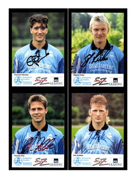 Autogrammkartensatz Stuttgarter Kickers 1992-93 4 Karten Original Signiert(1203)