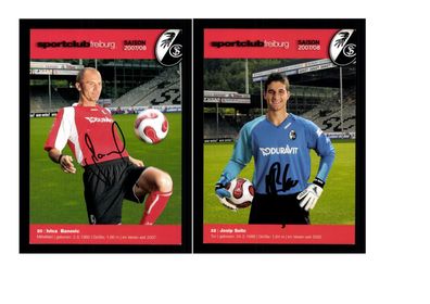 Autogrammkartensatz SC Freiburg 2007-08 4 Karten Original Signiert(1787)