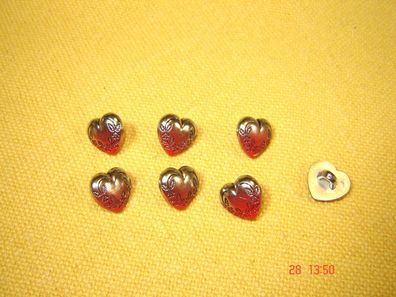7 Knöpfe Dirndlknopf süße rote Herzchen Trachtenknöpfe 1,1cm Kunststoff