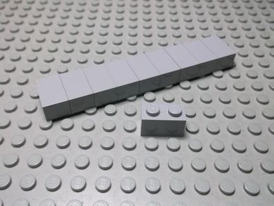 Lego 10 Basic Steine 1x2 hoch neuhellgrau 3004