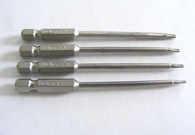 Bitsatz Langbits 90 mm lang - Torx T 6, T 7, T 8, T 9 - 6,35 mm [1/4"]