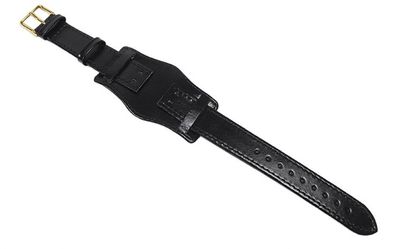 Minott Uhrenarmband | Leder schwarz mit Unterlage 22863G