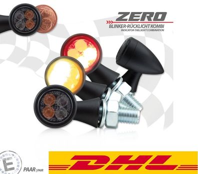 SMD Micro Blinker Rücklicht Zero schwarz 3 in 1 Getönt Alu E-geprüft Motorrad