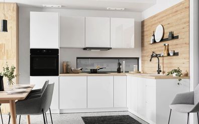 Moderne weiße grifflose Küche Küchenzeile Eckküche Soft Close individuell stellbar