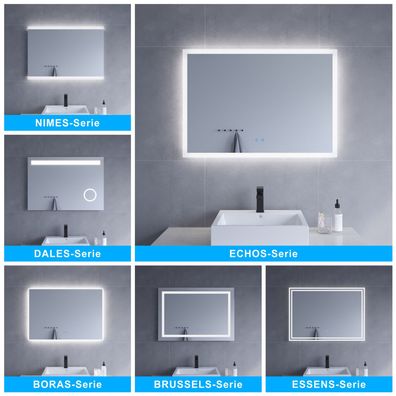 100x70cm Badspiegel mit LED Beleuchtung Badezimmerspiegel beleuchtet Lichtspiegel