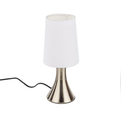 Edelstahl Touchlampe mit weißem Schirm - Nachttisch Lampe