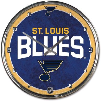 NHL St. Louis Blues Wanduhr Wall Clock Chrome Eishockey