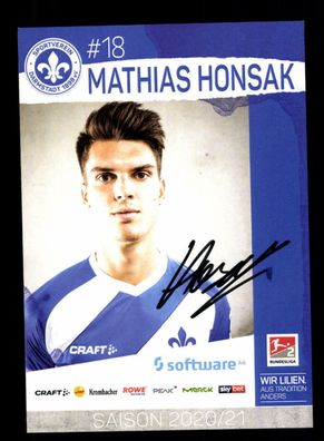 Mathias Honsak Autogrammkarte SV Darmstadt 2020-21 Original Signiert