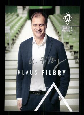 Klaus Filbry Autogrammkarte Werder Bremen 2020-21 Original Signiert