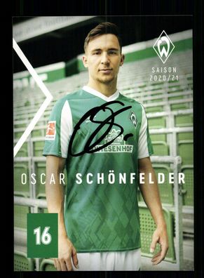 Oscar Schönfelder Autogrammkarte Werder Bremen 2020-21 Original Signiert